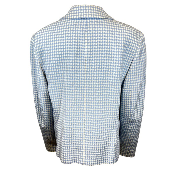 Pendleton Womens Houndstooth Wool Blazer Blue Cream Size 14 P Vintage Preppy - Picture 3 of 8